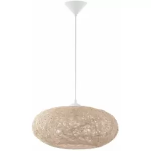 Pendant Ceiling Light Colour White Shade Beige Paper Threads Bulb E27 1x60W