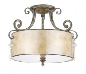 3 Light Semi Flush Ceiling Light MottSilver, E27