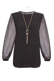 Quiz Black Polka Dot Mesh Necklace Top - 8