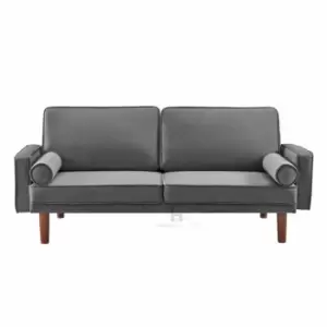 Sutton Grey Velvet Sofa bed with Wooden legs