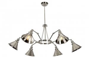 6 Light Multi Arm Ceiling Pendant Light Polished Nickel, E27