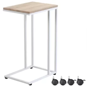 Side Table White 16x12x26-28in with Castors