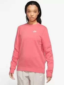 Nike NSW Club Fleece Crew - Pink, Size L, Women