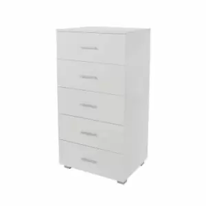 Lido 5 Narrow Tall Chest of Drawers White