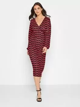 Long Tall Sally Red Heart Print Wrap Dress, Red, Size 10, Women