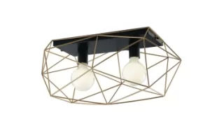 ABRAXAS 2 Light Semi Flush Light Black, Gold 60x30x26.5cm