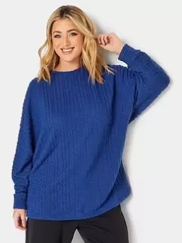 Yours Jacquard Rib Top - Blue Size 22-24, Women