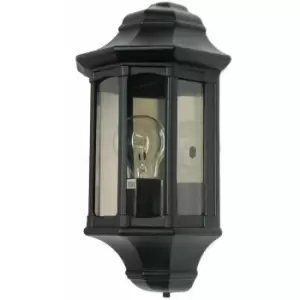 Loops - Outdoor IP44 1 Bulb Half Lantern Wall Porch Light Black LED E27 60W