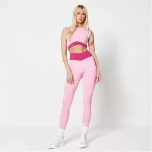 Missguided MSGD Sports Cross Front Colourblock Gym Leggings - Pink