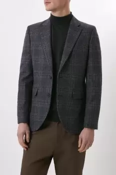 Slim Fit Grey Neutral Over Check Blazer