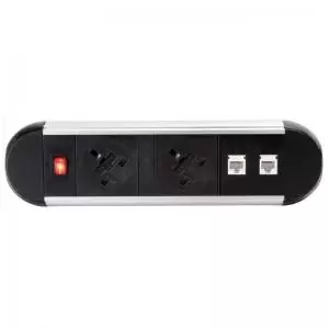 Chroma clip-on power module 2 x UK sockets and 2 x RJ45 sockets -