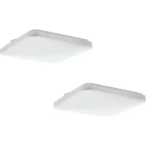 2 PACK Wall Flush Ceiling Light Colour White Shade Square White Plastic LED