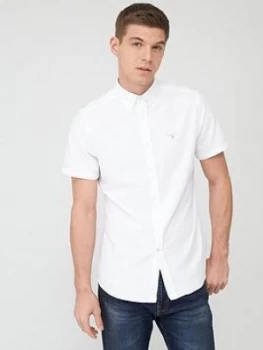 Barbour Short Sleeved Oxford Shirt - White, Size 2XL, Men