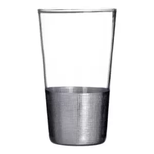 Premier Housewares Set of 4 High Ball Glasses - Silver Crosshatched Design