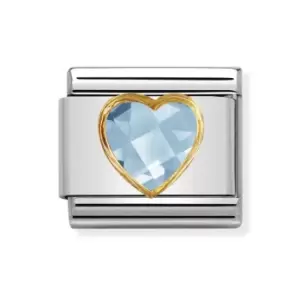 Nomination Classic Zirconia Faceted Blue Heart Charm