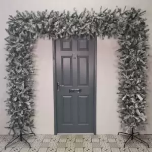 8ft Indoor Flocked pvc Christmas Tree Arch with Snow Tips and Flat Top