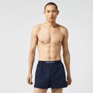 Mens Lacoste Cotton Poplin Boxer Three-Pack Size 6 - XL Navy Blue / Blue / Navy Blue