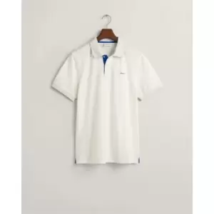 Gant Reg Contrast Pique Ss Rugger Eggshe - White