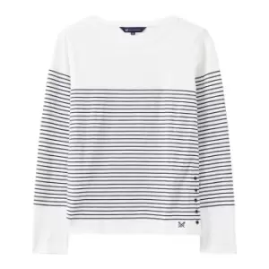 Crew Clothing Womens Cassandra Long Sleeve Slub Breton Navy/White 14