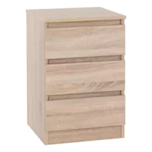 Seconique Malvern 3 Drawer Bedside - Sonoma Oak Effect