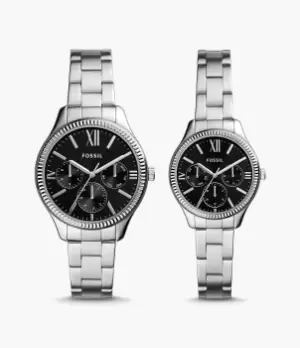 Fossil Unisex His and Her Multifunction Stainless Steel Watch Set