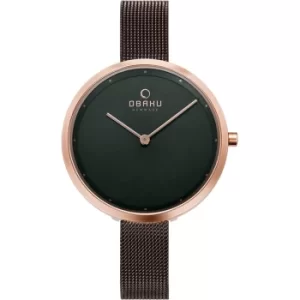 Obaku Dok Walnut Women&apos;s Brown Mesh Wristwatch V227LXVNMN