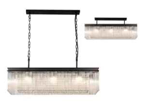 Rectangular Ceiling Pendant, 11 Light E14, Brown Oxide