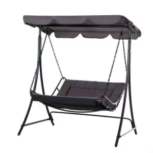 Outsunny - 2 Seater Canopy Swing Chair Garden Hammock Bench Outdoor Lounger Grey - Grey