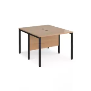 Office Desk 2 Person Rectangular Desk 1000mm Beech Tops With Black Frames 1200mm Depth Maestro 25