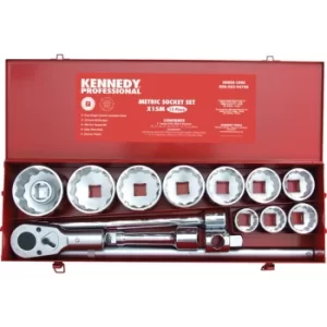 Metric Socket Set 15PC 1" Sq. Dr.