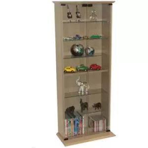 BOSTON - 116 DVD/ 344 CD Book Storage Shelves Glass / Collectable Display Cabinet - Oak - Oak