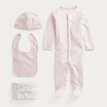 Ralph Lauren Girls 4 Piece Gift Box Set - Delicate Pink - 3 Months