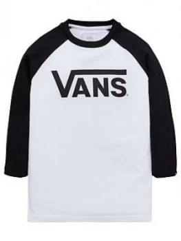 Vans Boys Classic Raglan Tee - Black/White/Black, Size S, 7-8 Years