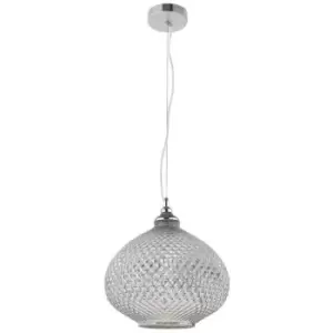 Fremont 28cm Dome Pendant Ceiling Light Chrome Glass, Metal LED E27 - Merano