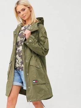 Tommy Jeans Logo Hood Parka - Olive