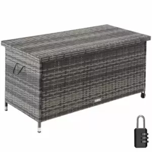 Tectake Garden Storage Box Kiruna - Outdoor Furniture Cushion Storage 120X55X61.5cm, 270L Grey