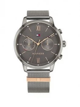 Tommy Hilfiger Black Silver Multi Dial Silver Mesh Bracelet Watch