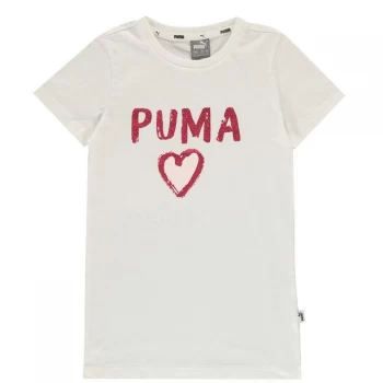 Puma T Shirt Girls - White/Pink