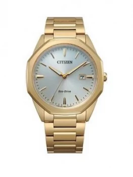 Citizen Eco Drive Gold Stainless Steel Bracelet Mop Dial Mens Watch