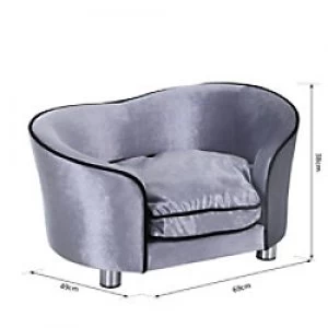 PawHut Pet Sofa Silver Grey 690 mm x 490 mm x 380 mm