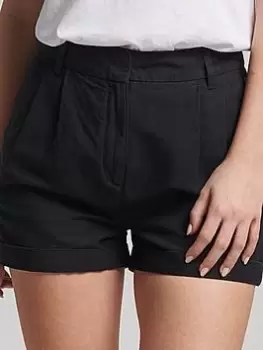 Superdry Studios Linen Short - Black, Size 10, Women