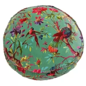 Paoletti Paradise Round Polyester Filled Cushion Cotton Aqua