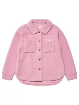 Barbour Girls Sienna Fleece Overshirt Jacket - Light Pink Dahlia