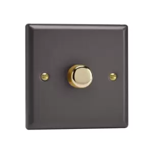 Varilight Vogue LED V-Pro 1 Gang Rotary Dimmer Switch Slate with Brass Knob