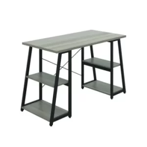 Soho Desk with Angled Shelves Grey Oak/Black Leg KF90795