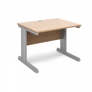 Vivo Straight Desk 1000mm x 800mm - Silver Frame Beech Top