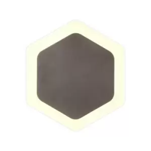 Luminosa Lighting - Magnetic Base Wall Lamp, 12W LED 3000K 498lm, 15, 19cm Vertical Hexagonal Centre, Coffee, Acrylic Frosted Diffuser