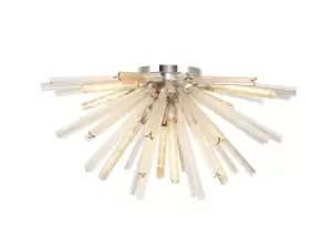 8 Light E27, Semi Flush Polished Nickel , Champagne Gold Glass