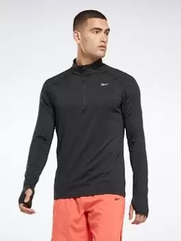 Reebok Running Quarter-Zip Long-Sleeve Top - Black Size XL Men