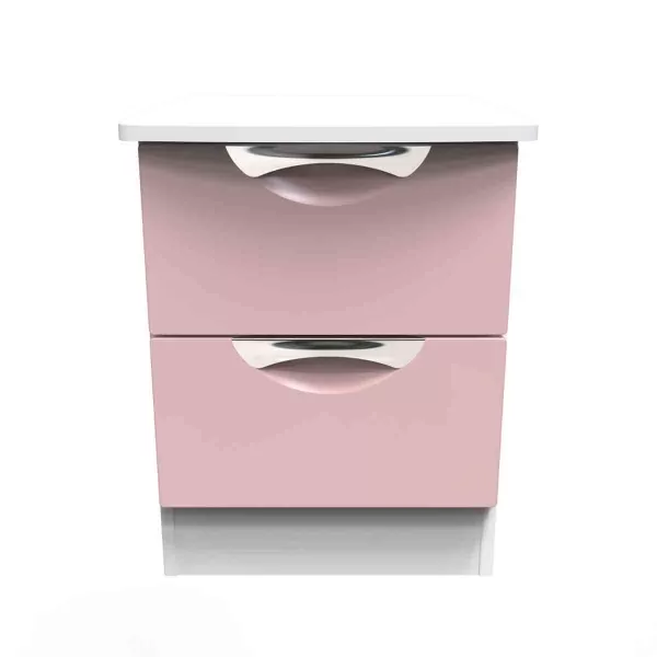 Welcome Furniture Ready Assembled Camden 2 Drawer Bedside - Wireless Charging In Kobe Pink & White